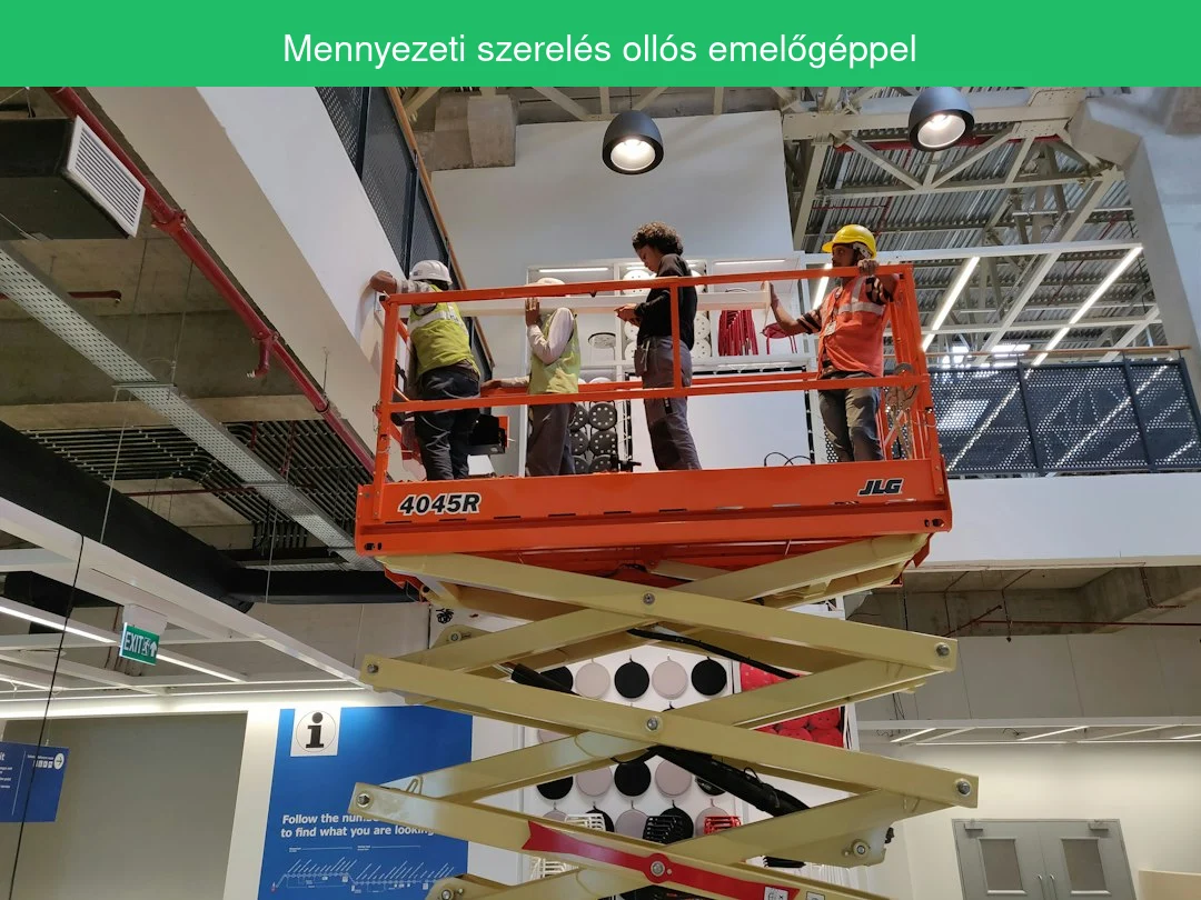 Mennyezeti szerelés ollós emelőgéppel